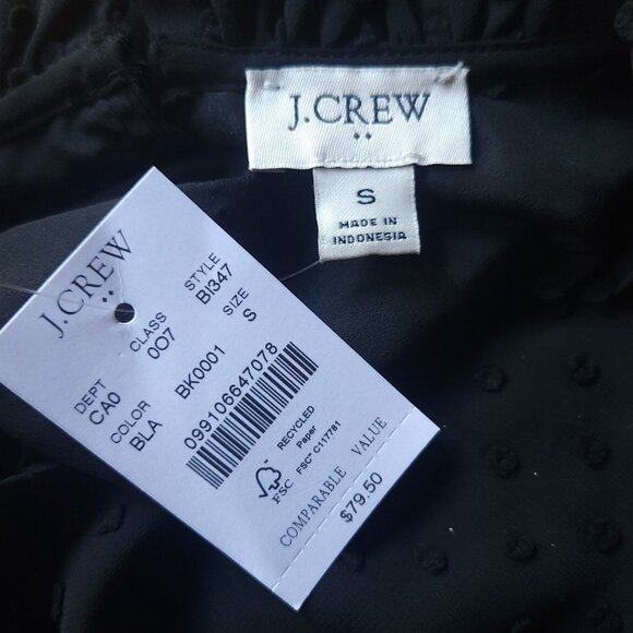 J.Crew Factory Sleeveless Ruffleneck Top Black Clip Dot Blouse Small NWT $79 - Picture 4 of 5